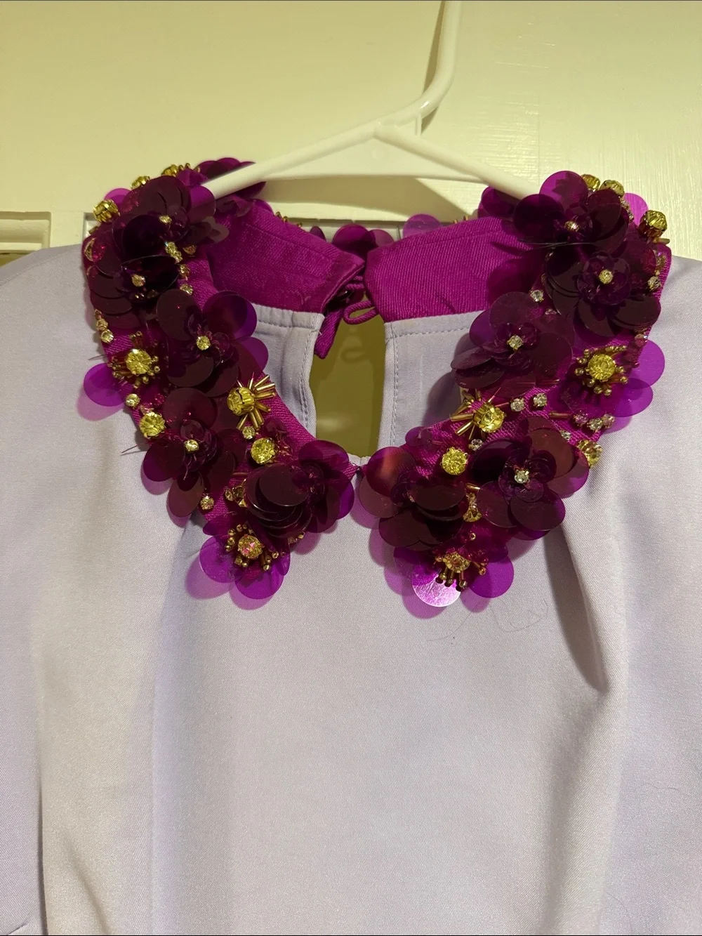 kate spade Lavender and Red Sleeveless Mini Dress with Embellished Collar